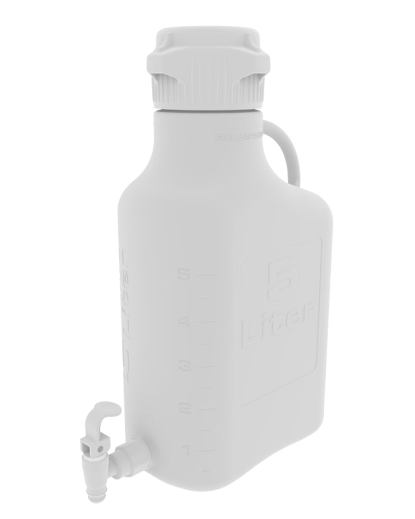 EZgrip® 5 L (1 Gal) HDPE Space Saving Carboy with Spigot, 83 mm (83B) VersaCap and 6.9 L Max Capacity, Large Pinched Handles, 1/EA