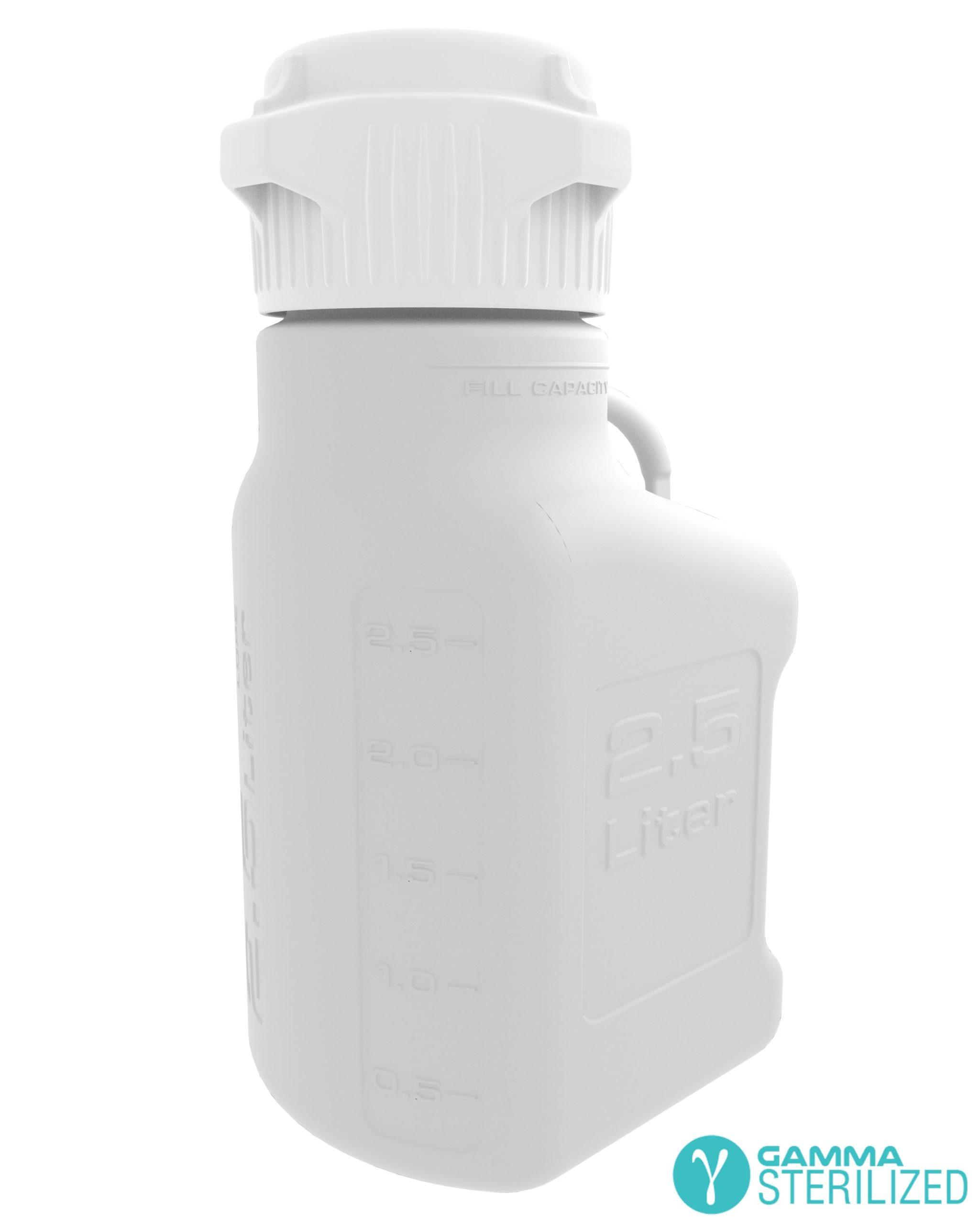 EZBio® 2.5 L (0.5 Gal) Gamma Sterilized Double Bagged HDPE Space Saving Carboy with 83 mm (83B) VersaCap® and 3.25 L Max Capacity, Large Pinched Handles, 1/EA