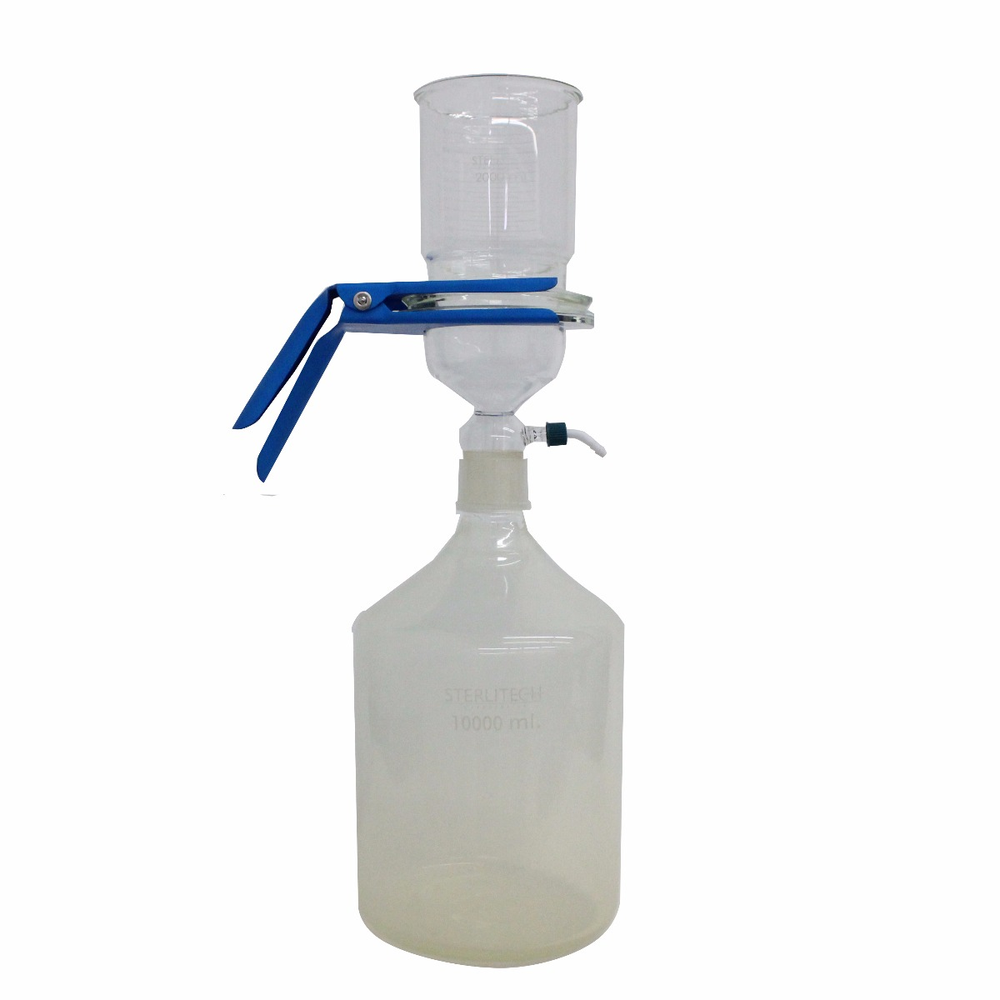 All-Glass Vacuum Filter Assembly, 150mm Diameter, 2L Funnel, 10L Receiver, Stainless Steel Support, 1/Ea