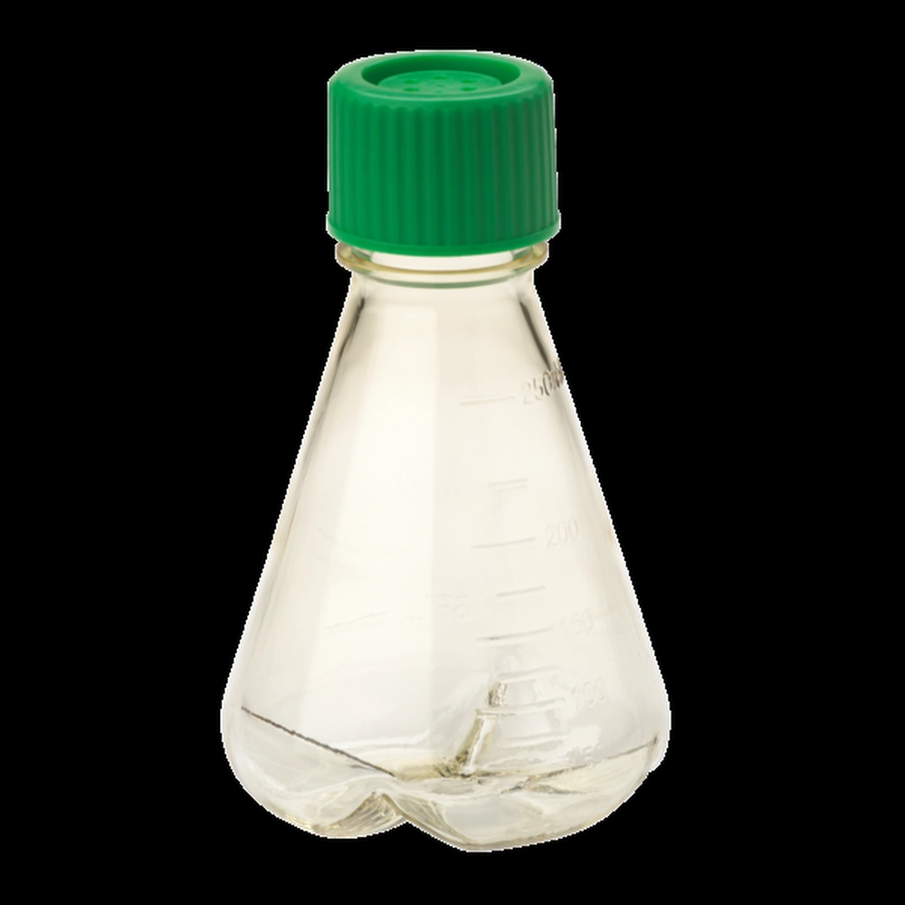 250mL Erlenmeyer Flask, Vent Cap, Baffled Bottom, PC, Sterile