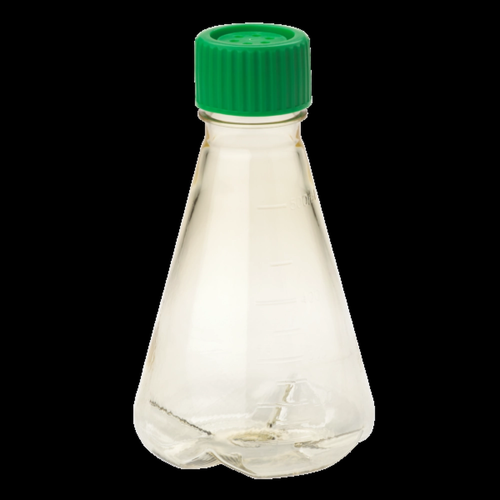 500mL Erlenmeyer Flask, Vent Cap, Baffled Bottom, PC, Sterile
