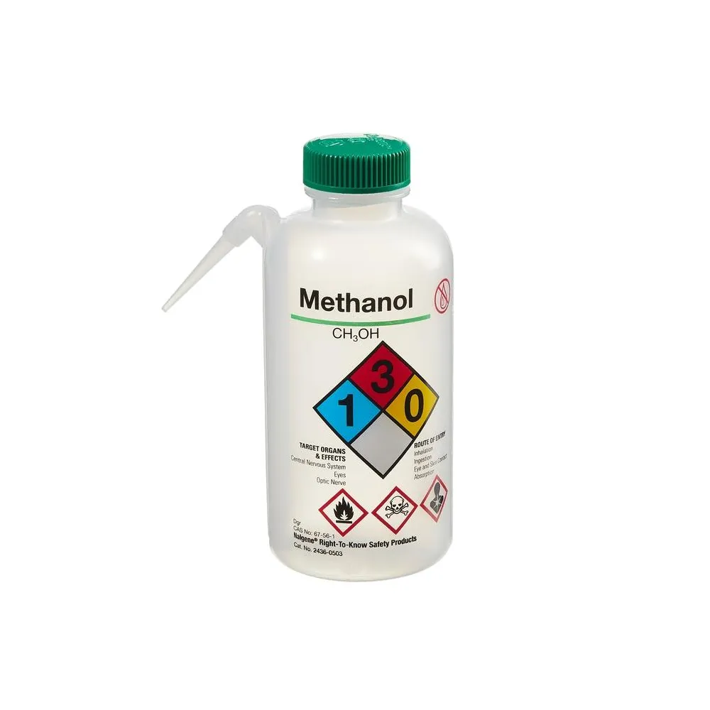 Wash Bottle Unitary RTK Methanol LDPE Green 500 mL