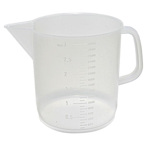 Beaker Low w Handle, PP 3000mL, 12/CS