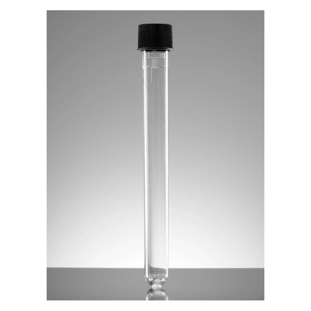 Falcon 19mL Round Bottom Polystyrene Test Tube, with Screw Cap, Sterile, Individually Wrapped, 500/Case