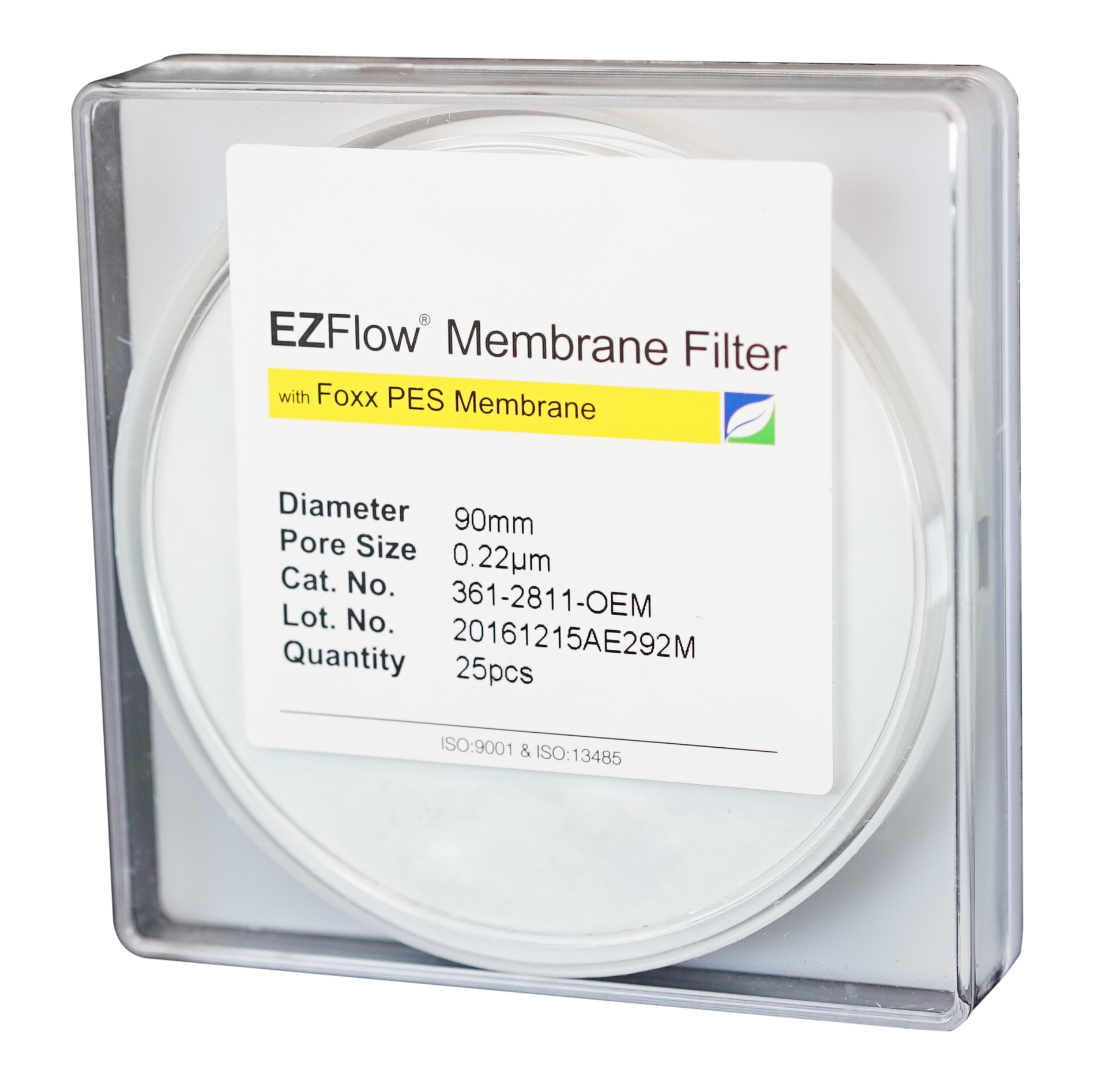 EZFlow® PES Membrane Filters, 0.22 µm, 90 mm Diameter Filter Discs, Non-Sterile, 25/PK
