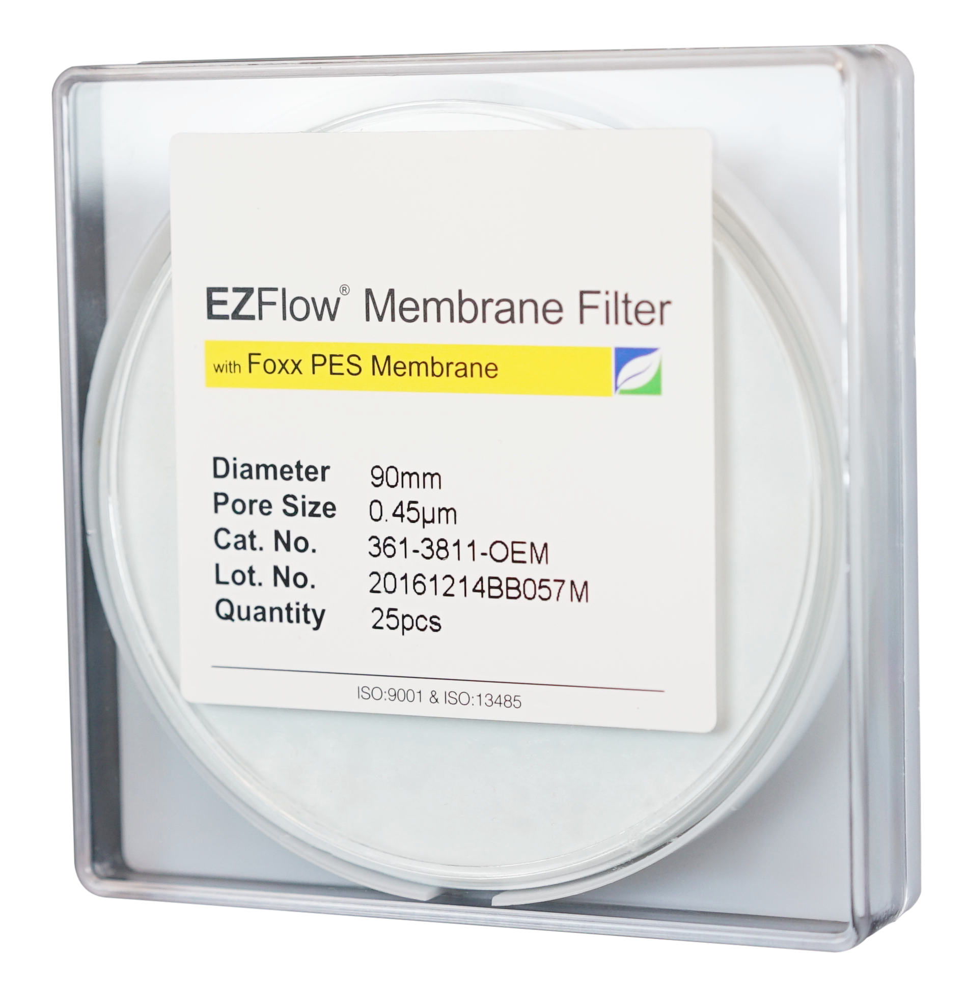EZFlow® PES Membrane Filters, 0.45 µm, 90 mm Diameter Filter Discs, Non-Sterile, 25/PK