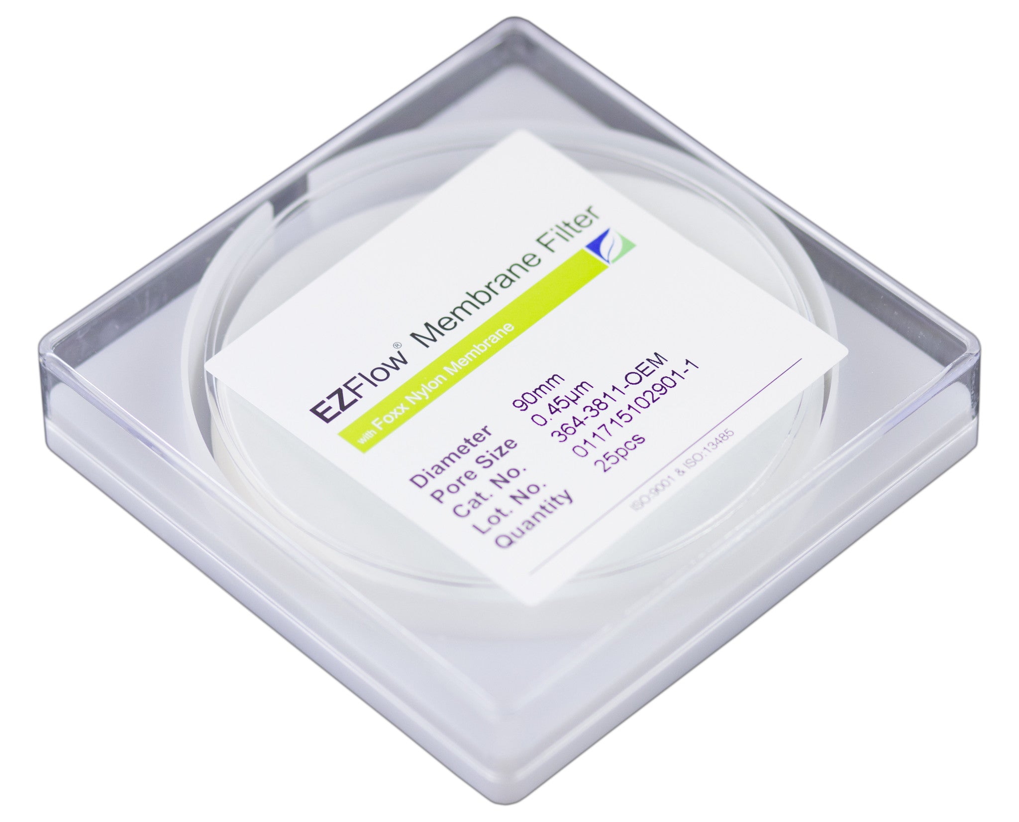 EZFlow® Nylon Hydrophilic Membrane Filters, 0.45 µm, 90 mm Diameter Filter Discs, 25/PK