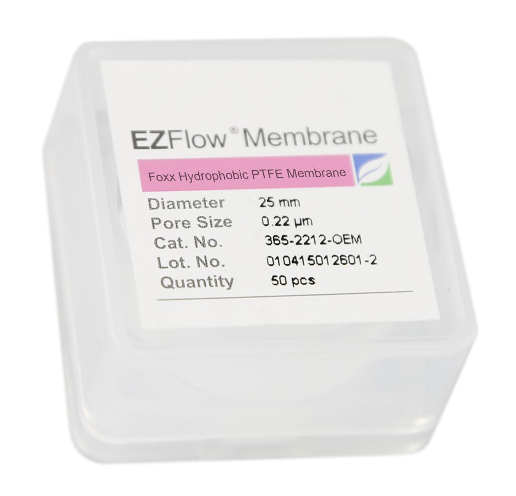 EZFlow® PTFE Hydrophobic Membrane Filters, 0.22 µm, 25 mm Diameter Filter Discs, 50/PK