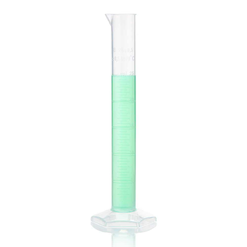 Cylinder, Measuring, Diamond Essentials, Class B, PP, Molded Graduations, tall form, 25mL - CS/18