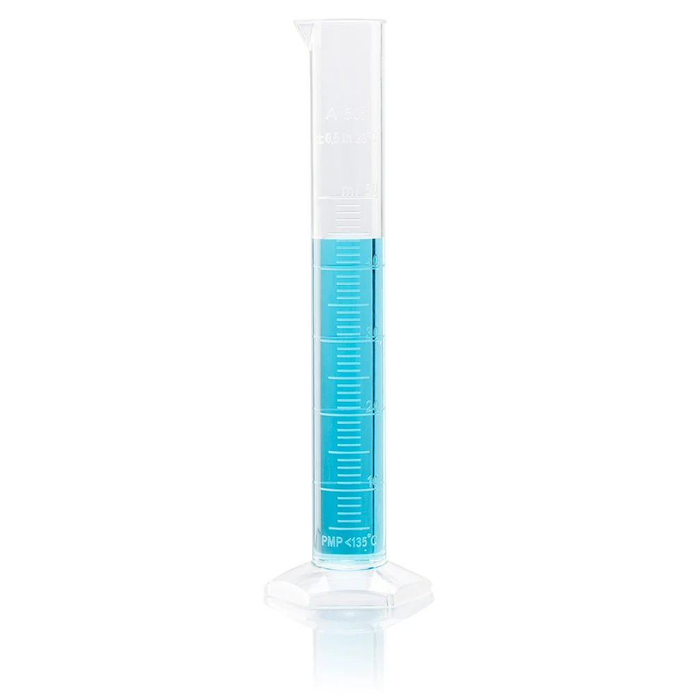 Cylinder, Measuring, Diamond Essentials, Class A, PMP, Molded Graduations, tall form, 50mL