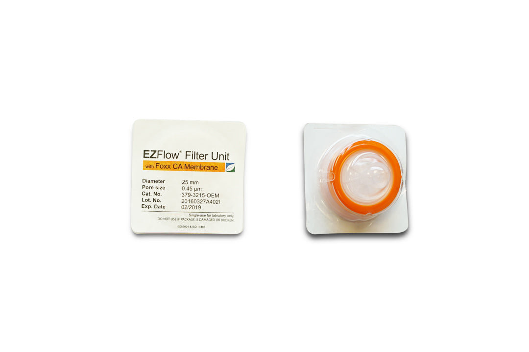 EZFlow® Sterile Cellulose Acetate (CA) Syringe Filters, 0.45 µm Membrane for Clarification or Prefiltration, 25 mm, 100/PK