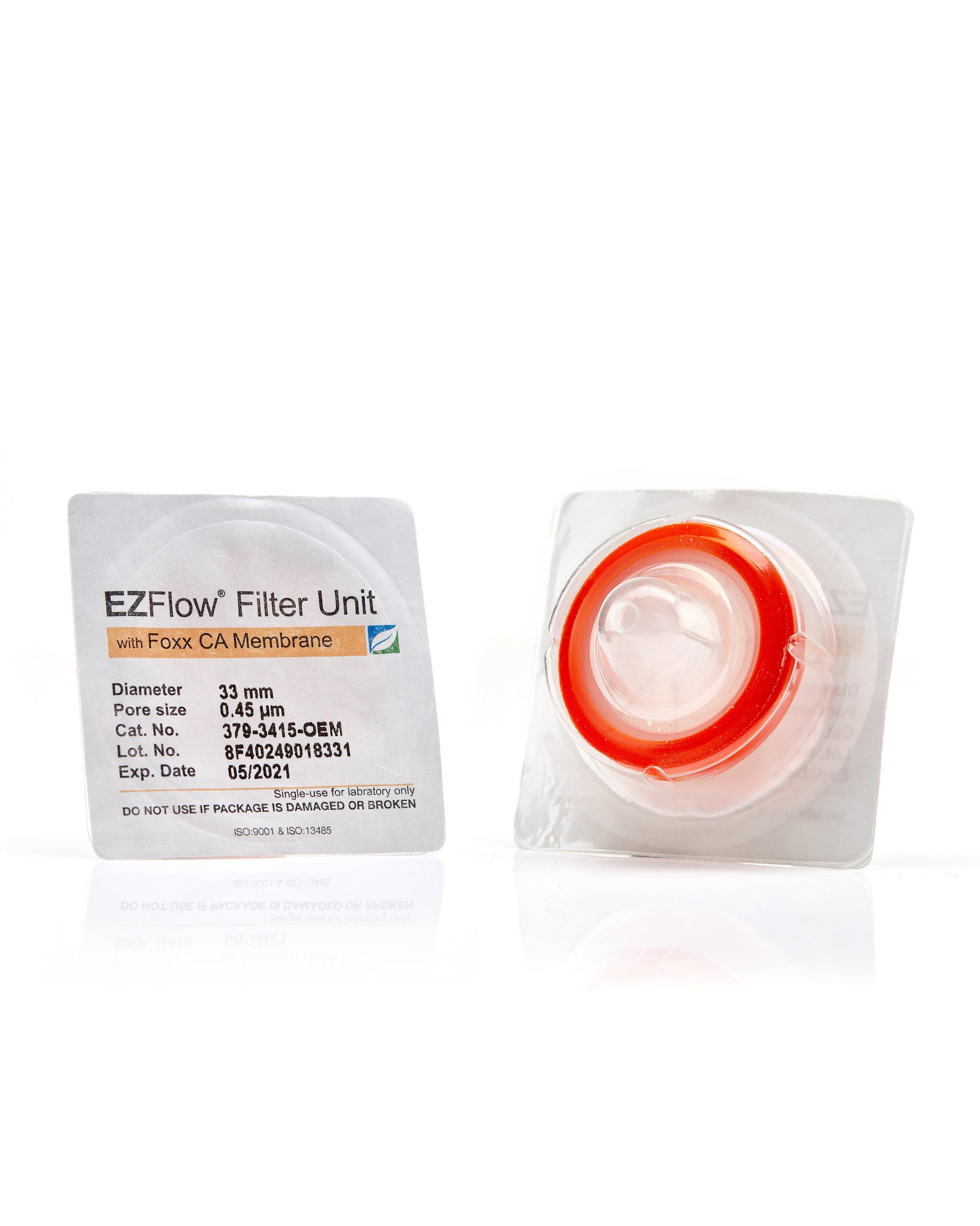 EZFlow® Sterile Cellulose Acetate (CA) Syringe Filters, 0.45 µm Membrane for Clarification or Prefiltration, 33 mm, 100/PK