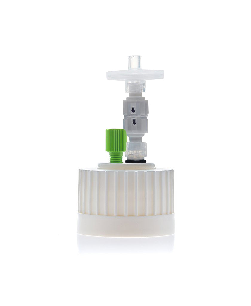 ChromCap™ 300 HPLC Solvent Reservoir 38-430 System with Class VI PTFE Adapter & Safety Air Inlet Valve, Cap-Only, One (1x) Ports- OD Tubing-3.2 mm (1/8") or 1.6 mm (1/16"), 1/EA