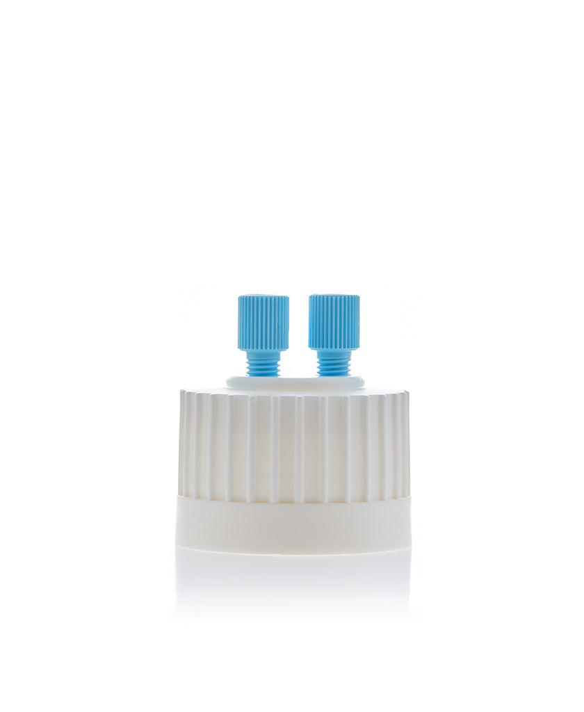 ChromCap™ 100 HPLC Cap Assy, 38-430, Adapter w Vent Hole, Two (2x) Ports3.2mm (1/8") or 1.6 mm (1/16"), OD Tubing, 1/EA