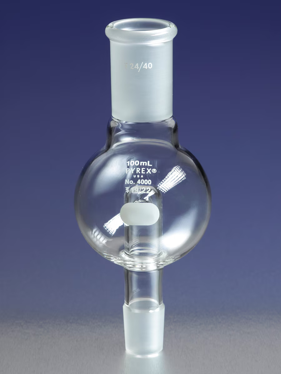 PYREX 100mL Rotary Evaporator Trap with 19/22 Standard Taper Inner and 24/40 Outer Joints