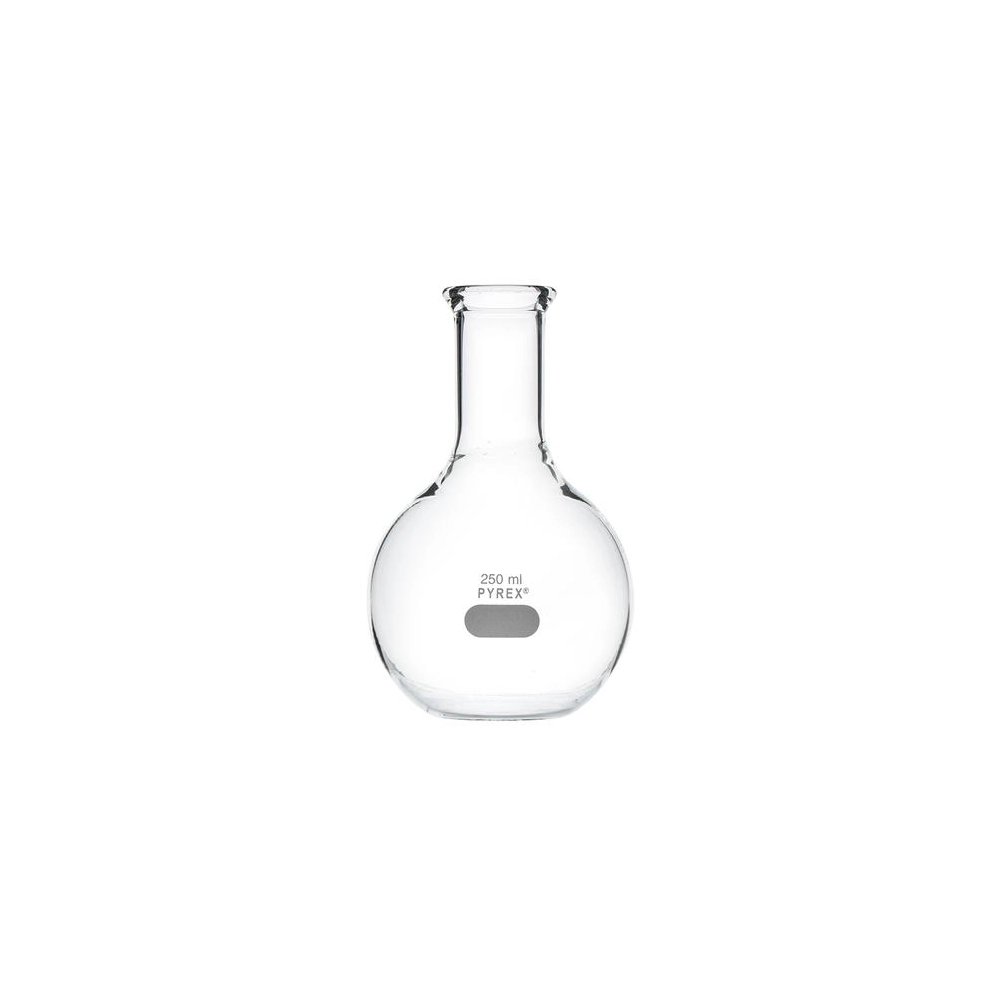 PYREX 250mL Long Neck Boiling Flask, Flat Bottom and Tooled Mouth