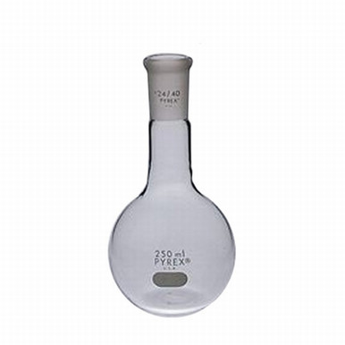 PYREX 250mL Long Neck Florence Boiling Flask, Flat Bottom, 24/40 Standard Taper Joint
