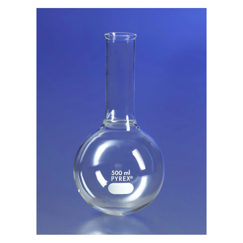 PYREX 2L Long Neck Boiling Flask, Round Bottom, Tooled Mouth