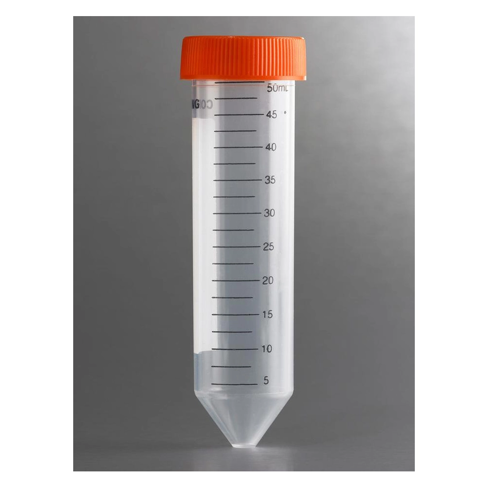 Corning 50mL PP Centrifuge Tubes, Conical Bottom with Plug Seal Cap, Rack Packed, Sterile, 25/Rack, 500/Case