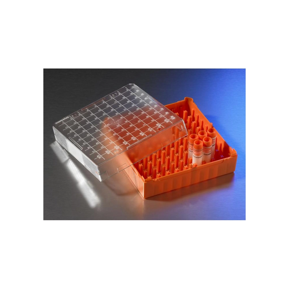 Corning Polycarbonate 1 - 2mL Cryogenic Vial Storage Box, Holds 100 Vials
