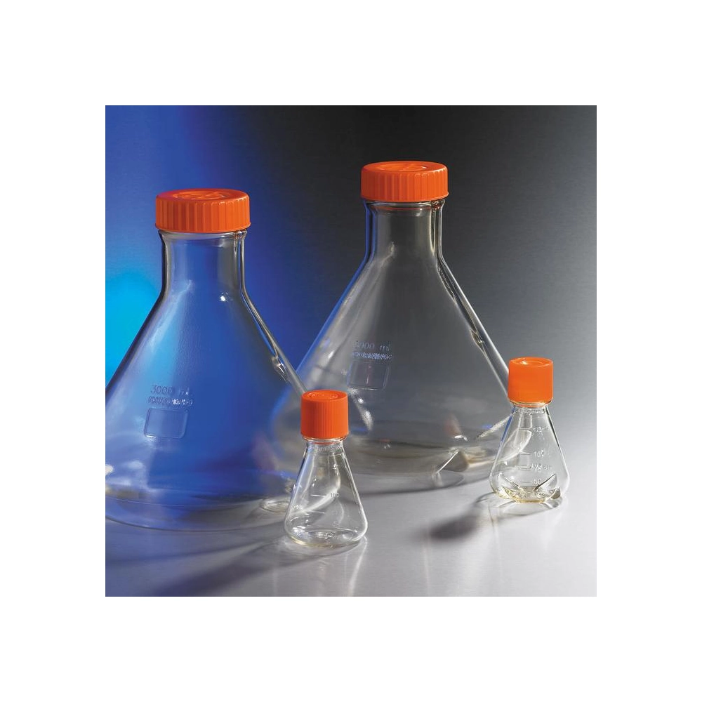 Corning 250 Polycarbonate Baffled Erlenmeyer Shake Flask with Flat Cap,Sterile,1/Bag,50/Case