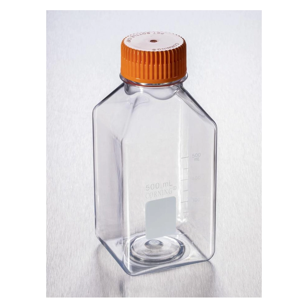 Corning 500mL Square PET Storage Bottles with 45mm Caps