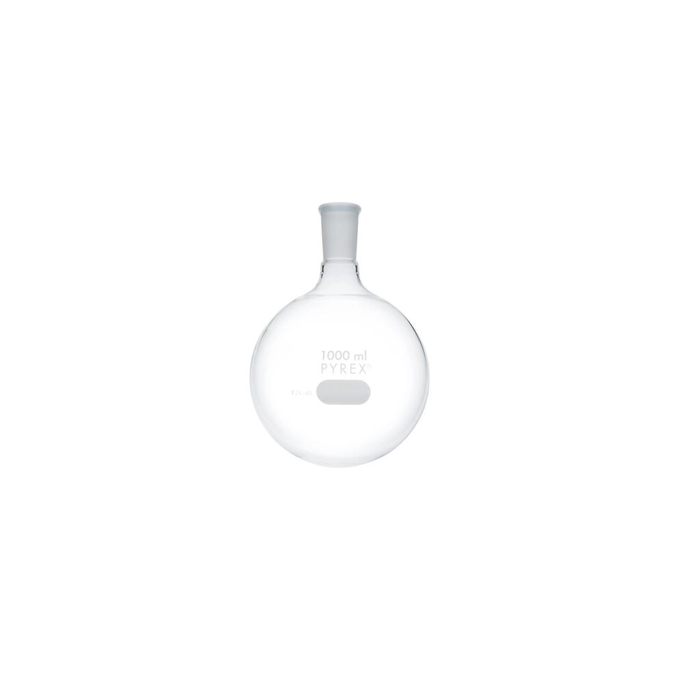 PYREX 1L Short Neck Boiling Flask, Round Bottom, 24/40 Standard Taper Joint