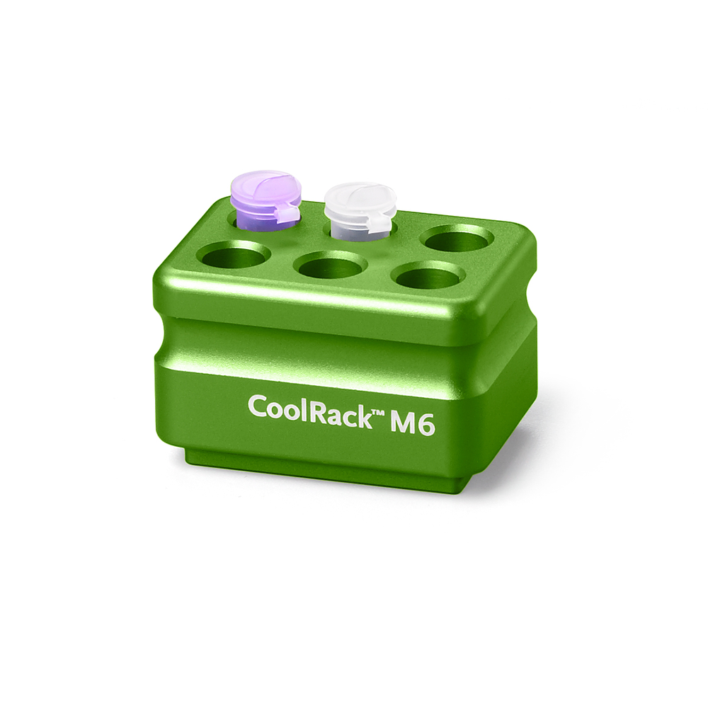 CoolRack M6, green. holds 6 x 1.5 or 2ml microfuge tubes