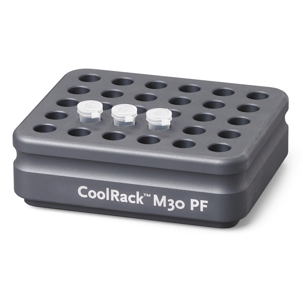 CoolRack M30-PF, gray, holds 30 x 1.5ml microfuge tubes, tapered wells for conical tubes