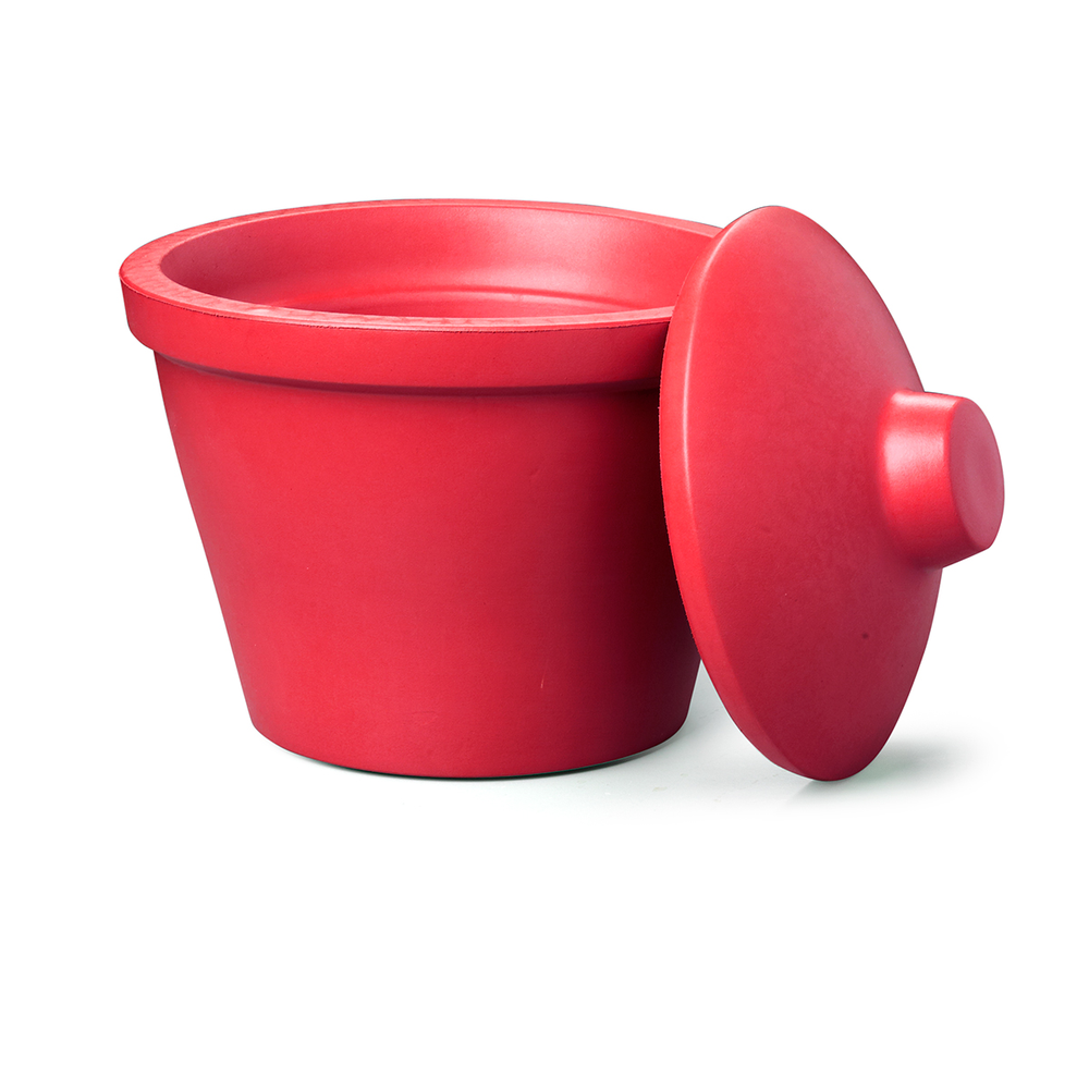 Ice bucket with lid, round, 4L, red
