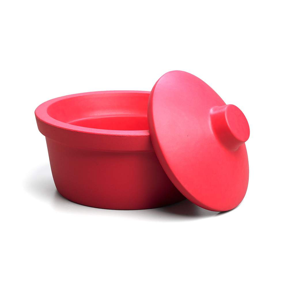 Ice bucket with lid, round, 2.5L, red