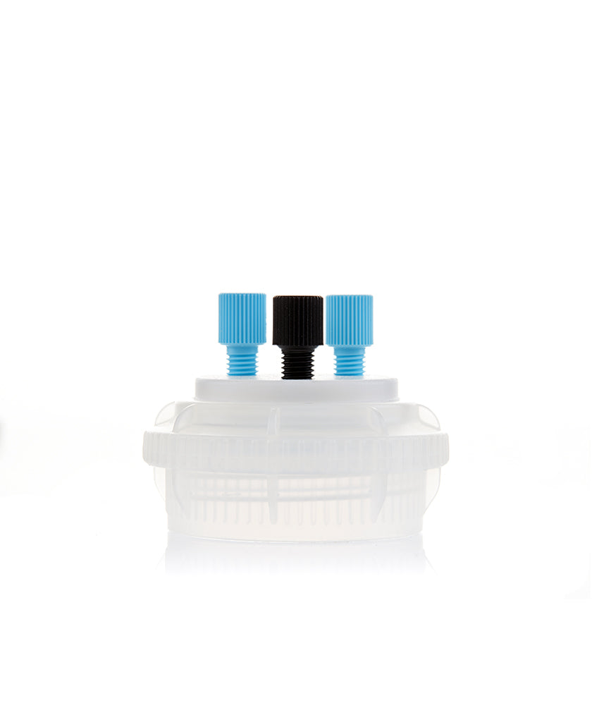 ChromCap™ 100 HPLC Cap Assy, GL45, Adapter w Vent Hole, Three (3x) Ports3.2mm (1/8") or 1.6 mm (1/16"), OD Tubing, 1/EA