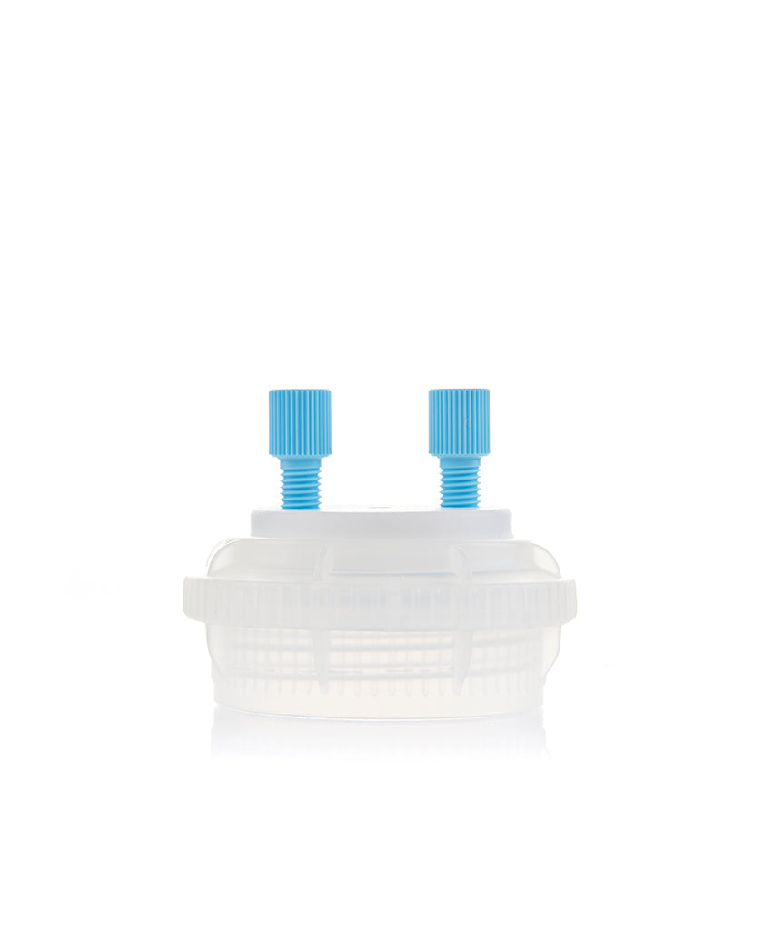 ChromCap™ 100 HPLC Cap Assy, GL45, Adapter w Vent Hole, Two (2x) Ports3.2mm (1/8") or 1.6 mm (1/16"), OD Tubing, 1/EA