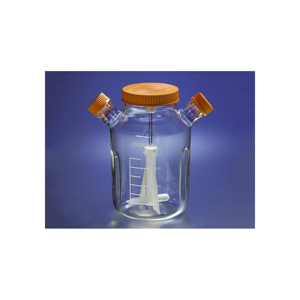 Corning 3L Reusable Spinner Flask with 120mm Flat Center Cap and 2 Angled Sidearms