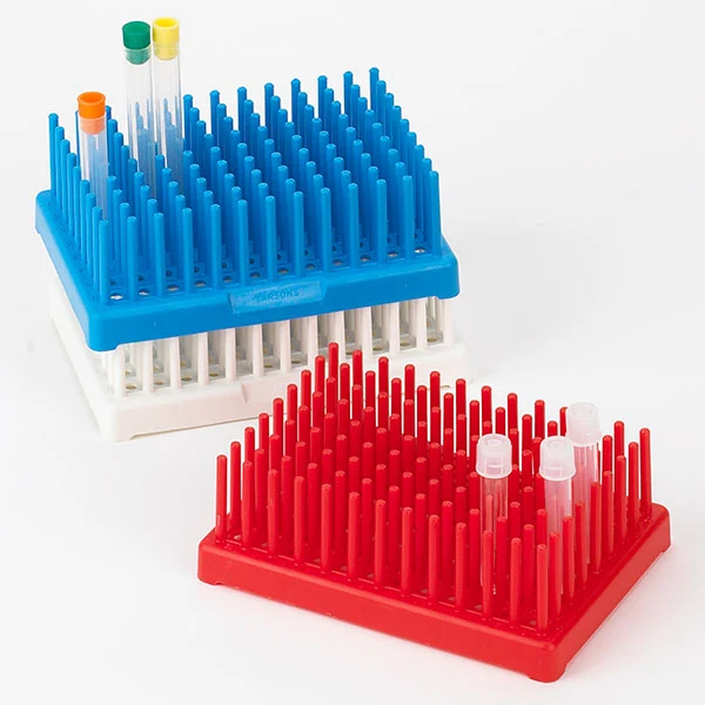 Peg Tube Rack, Reinforced PP, 17mm, 50-Place (66 Pegs), White, 2/Pack - CS/8