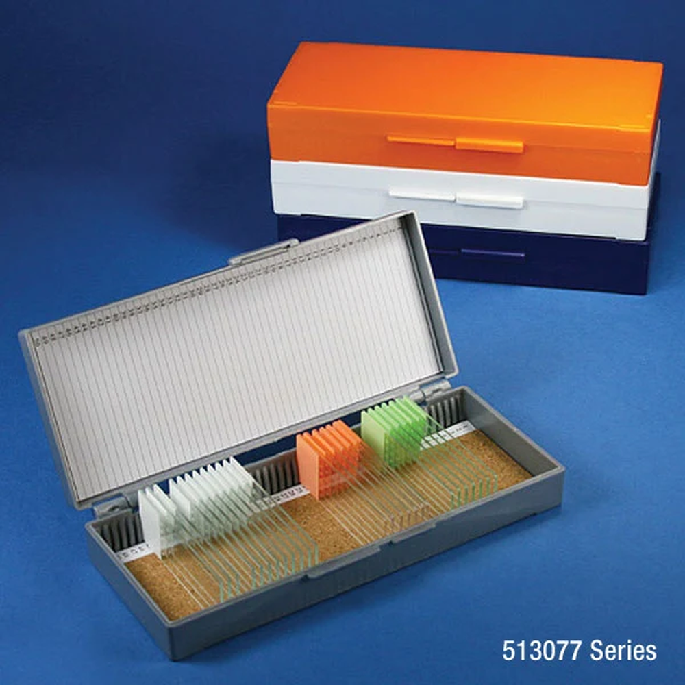 Slide Box for 50 Slides, Cork Lined, White - CS/120
