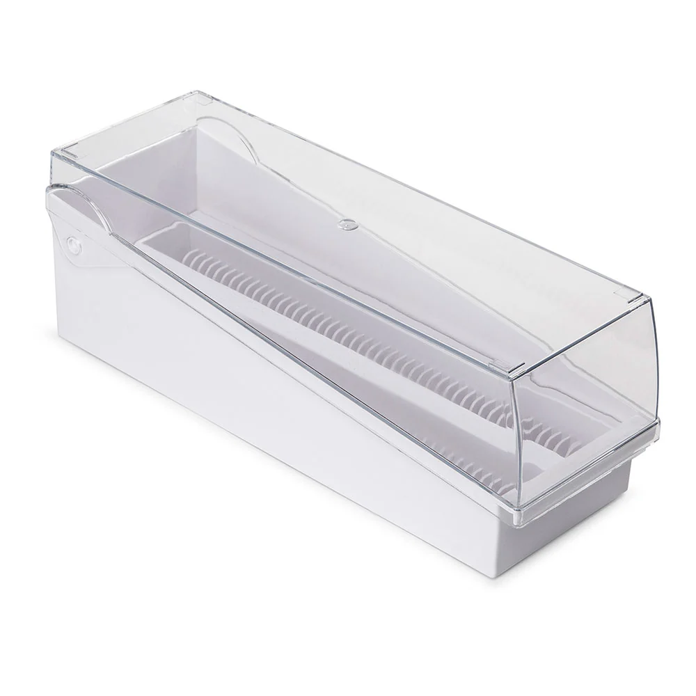 Slide Storage Box with Hinged Lid and Removable Draining Tray, 100-Place for up to 200 Slides, ABS, White, 6/Unit