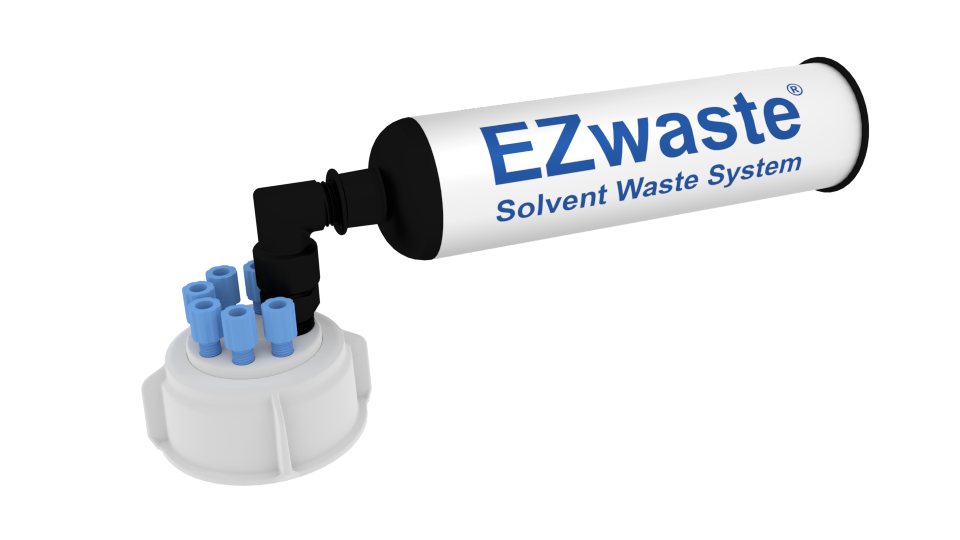 EZwaste® HPLC Solvent Waste System, Cap-Only Assembly, 51 mm (51S) VersaCap with Six (6x) Ports for 1/8 Inch O.D. Tubing, 1/EA