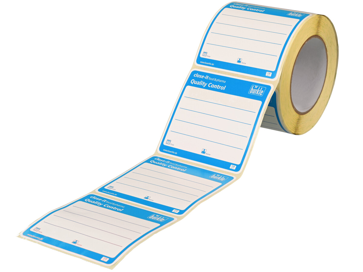 close-it food & pharma control seal, 95x95mm, blue