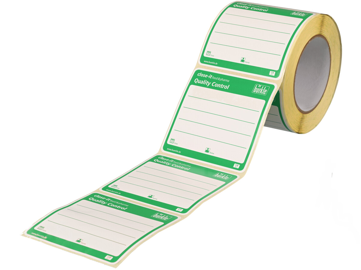 close-it food & pharma control seal, 95x95mm,green