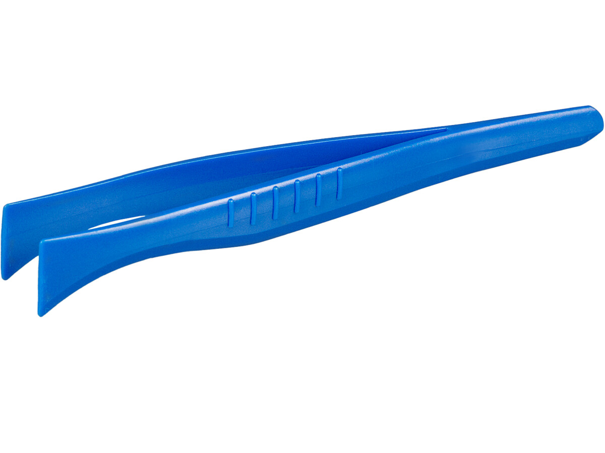 Single-use tweezers, broad tip, PS, blue, sterile