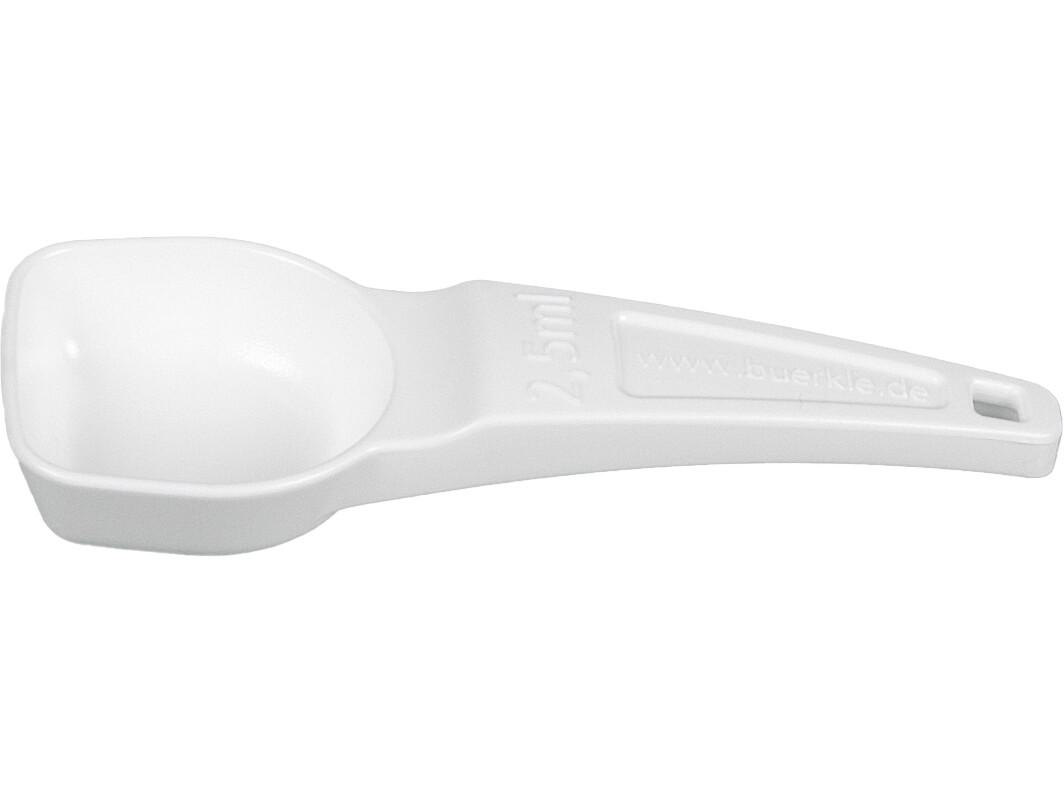 Dosing spoons 2.5 ml, PS, white, sterile