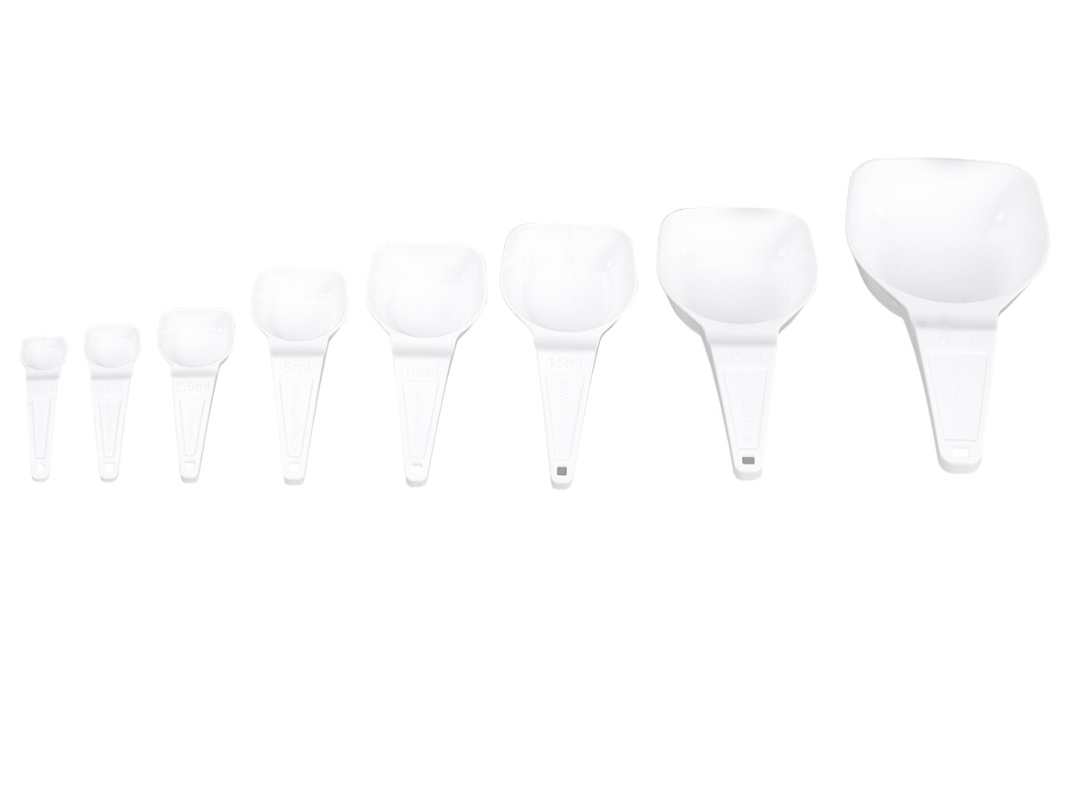 Dosing spoons 15 ml, PS, white, sterile