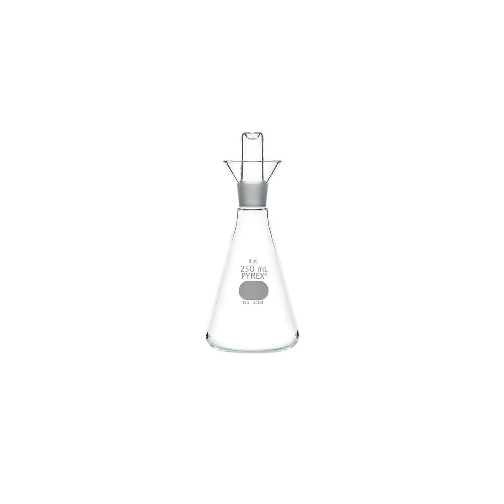 PYREX 250mL Iodine Determination Flasks with Glass No. 22 Standard Taper Stopper