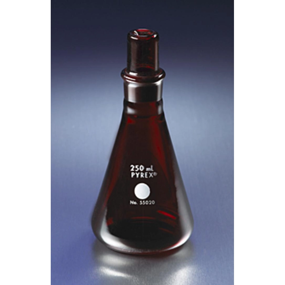 PYREX 250mL Low Actinic Narrow Mouth Erlenmeyer Flask with PYREX Standard Taper Stopper