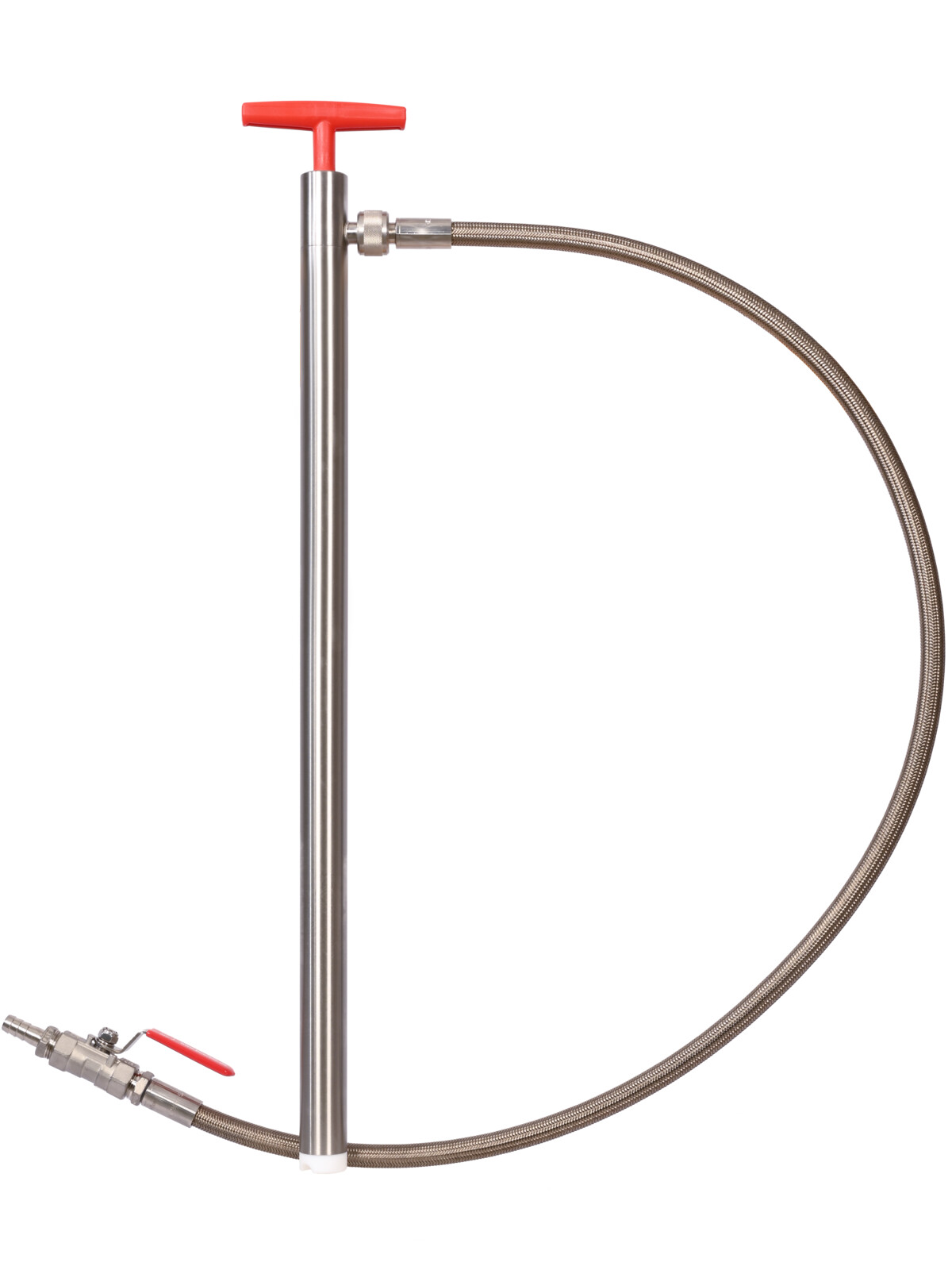 Stainless steel barrel pump w/d. hose/stopc.,57cm