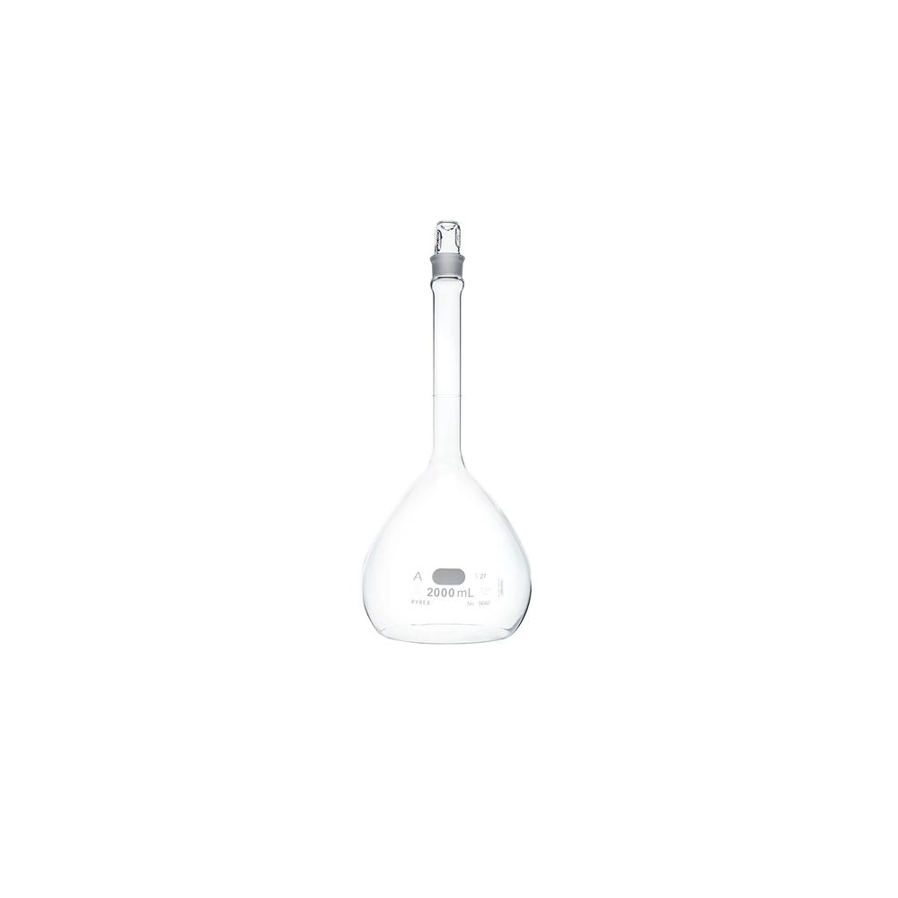 PYREX 2L Class A Volumetric Flasks with PYREX Glass Standard Taper Stopper