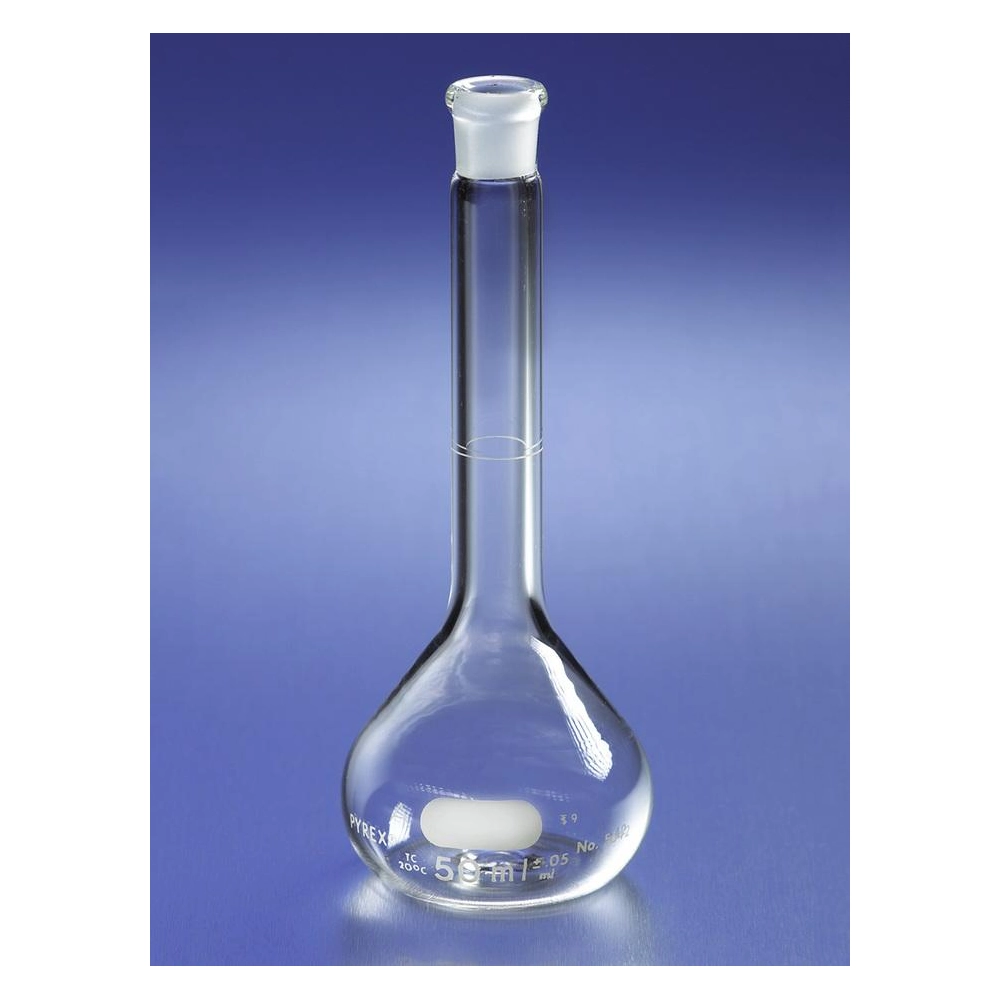 PYREX 100mL Class A Volumetric Flask with Polyethylene Standard Taper Stopper