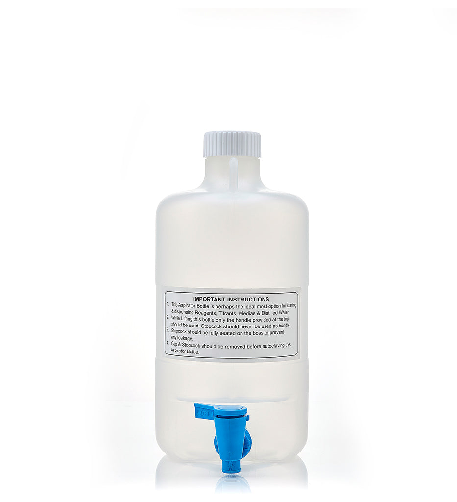 EZLabpure™ Aspirator Bottle 5 L, PP, White Cap With Spigot, 1/EA