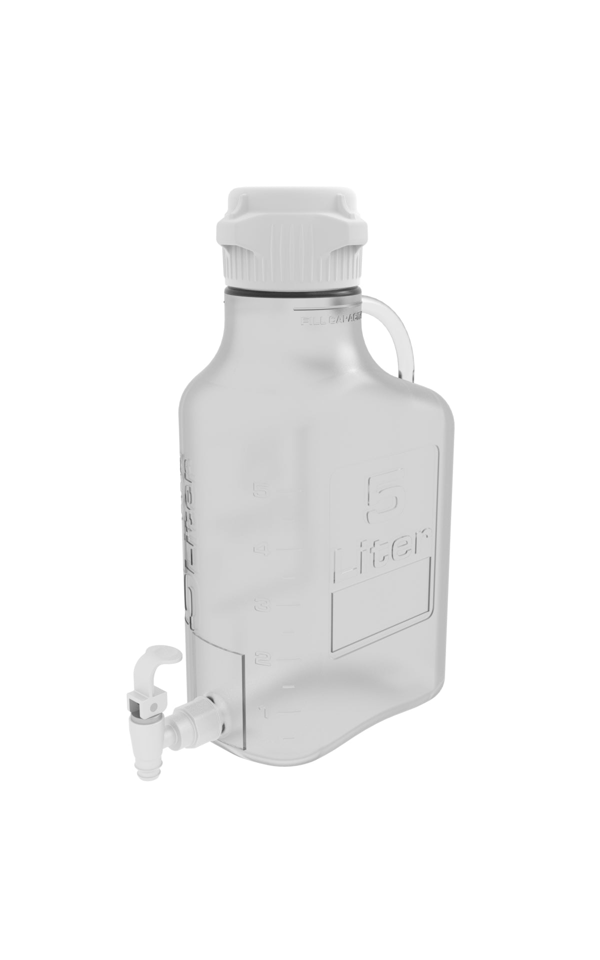 EZclear 5 L (1 Gal) BPA-Free PETG Space Saving Carboy with 83 mm (83B) VersaCap and 6.9 L Max Capacity, with Spigot and Large Pinched Handle, 1/EA